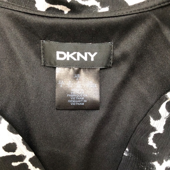 DKNY Faux Wrap Puff Sleeve Animal Print Chiffon Dress - Picture 3 of 8